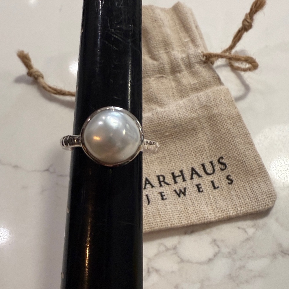 Arhaus Jewels Silver Pearl Ring size 8 - Picture 3 of 3